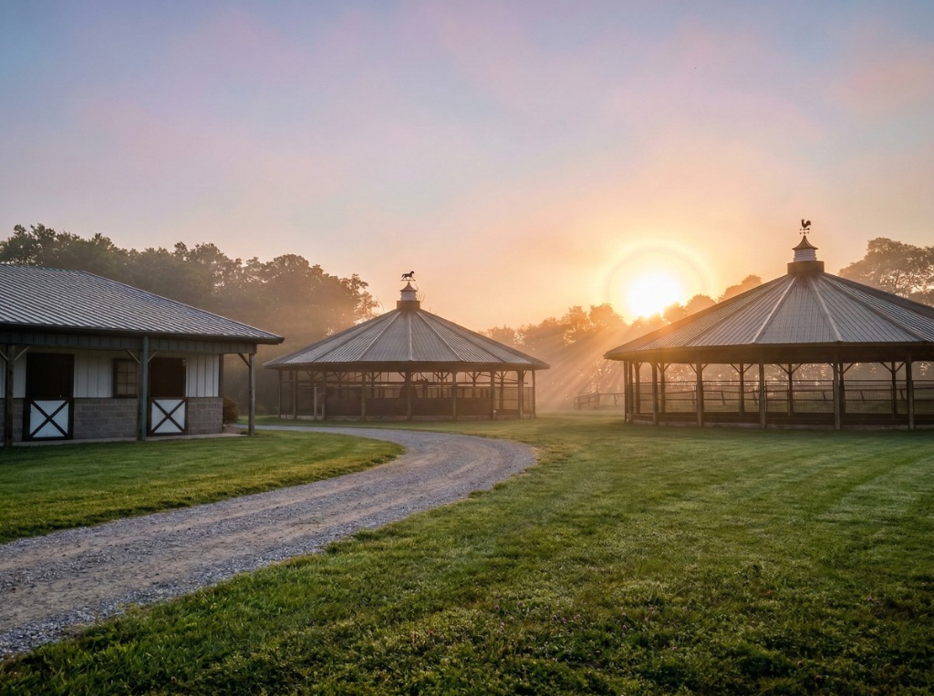 Automatic horse walkers and round pens
