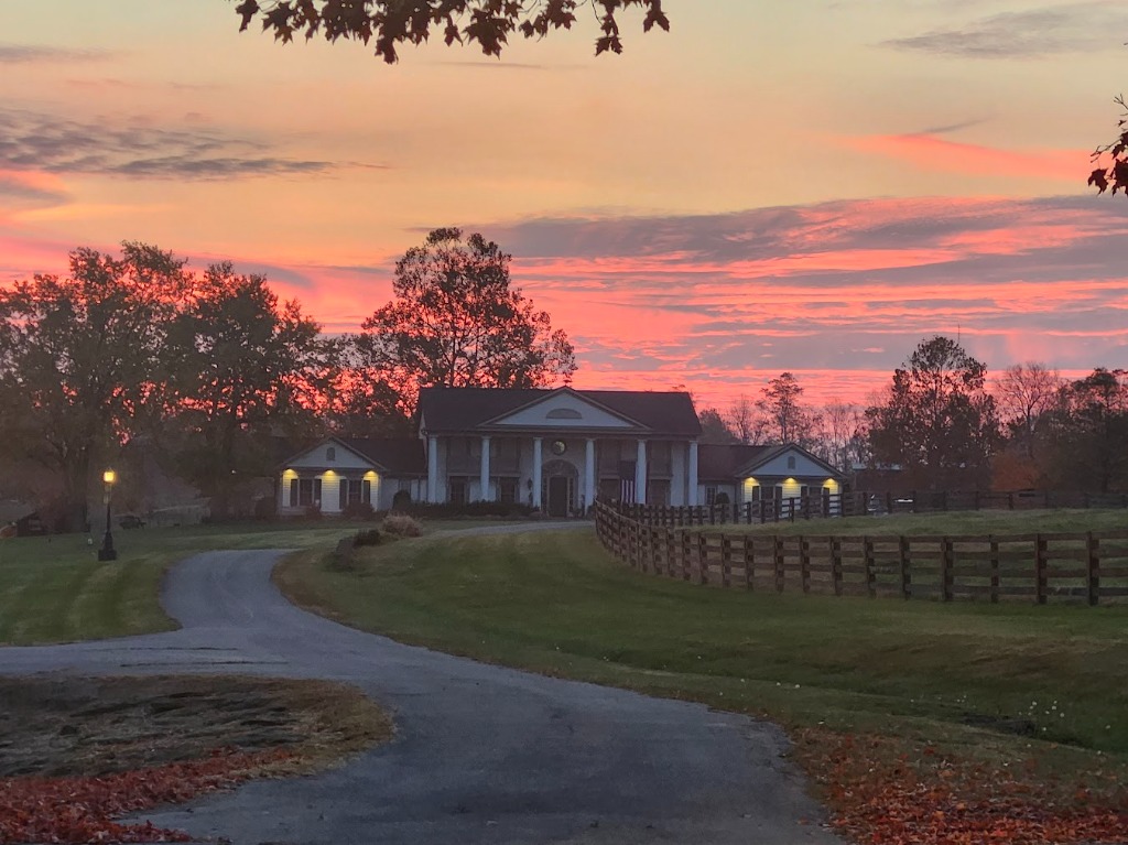 Fiery Sunrise over Queenslake Mansion and Pastures